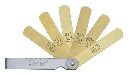 Proto Non Magnetic 6-Blades 1/2in x 3.5/16ins Feeler Gauge Set : Sizes : 0.006in to 0.016ins