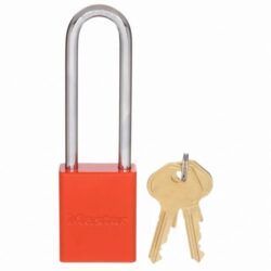 Masterlock aluminum safety padlock with 3” high steel shackle