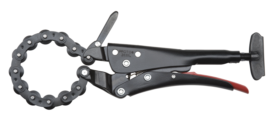 PROTO® LOCKING CHAIN PIPE PLIERS W/CUTTER – 9 27/32″