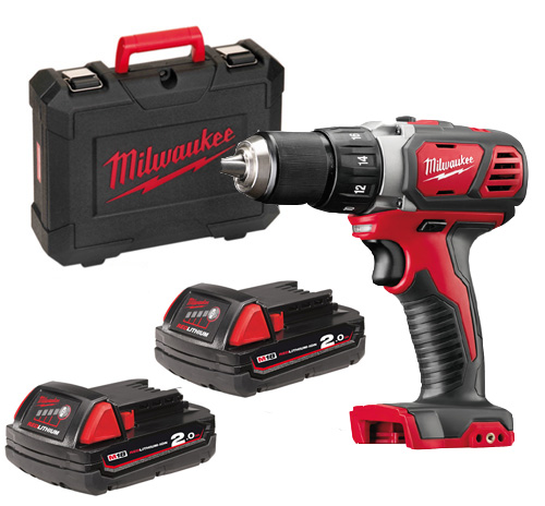 Milwaukee: 18V cordless compact drill driver c/w 2 batteries