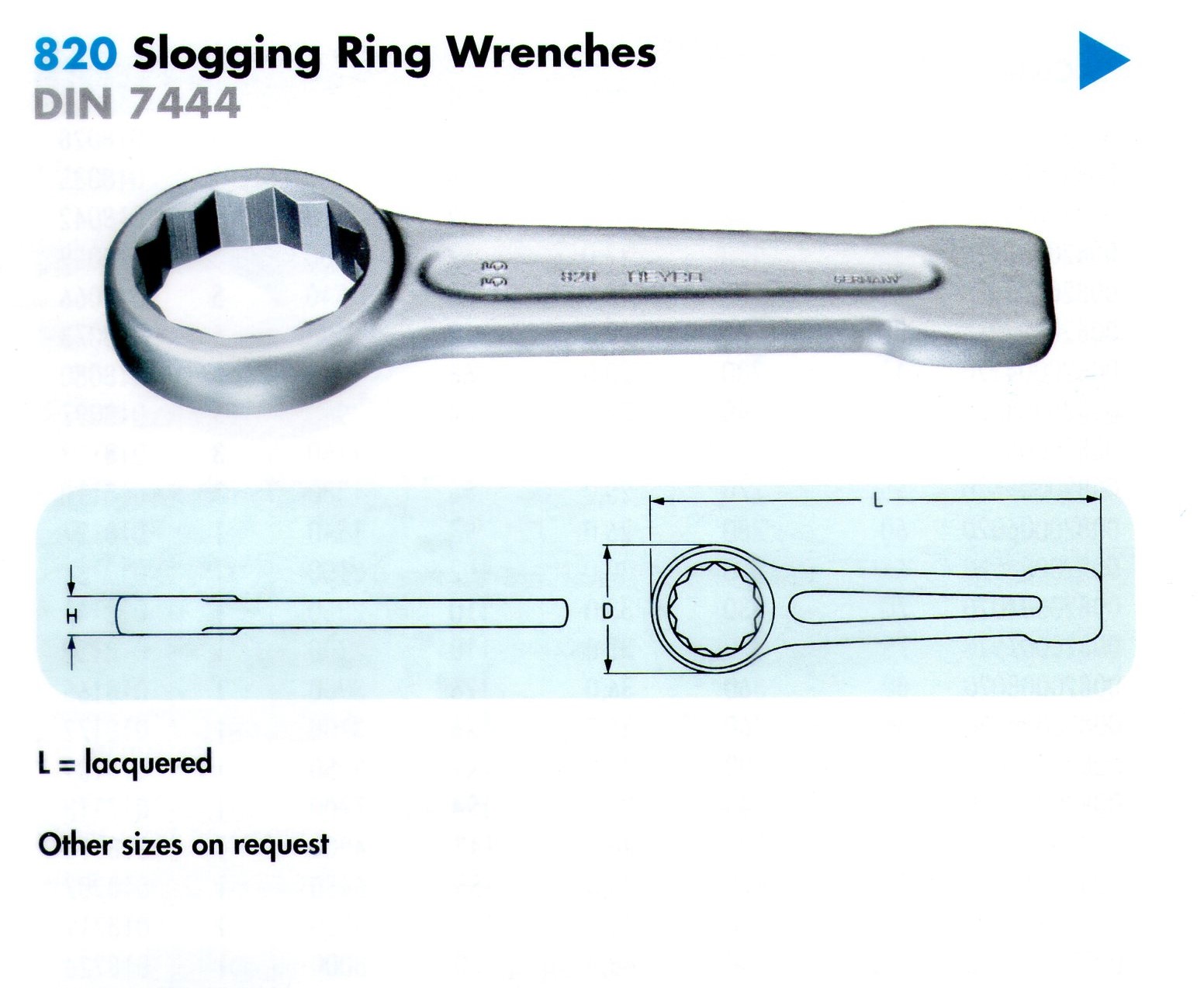 Heyco Slogging Ring Wrench 820, 65mm