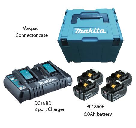 Makita 18V MAKPAC POWER SOURCE KIT (6.0AH x 4pcs)