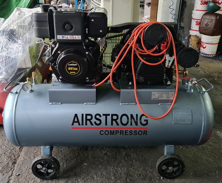 Airstrong 10hp Air Compressor driven by 10Hp Diesel Engine