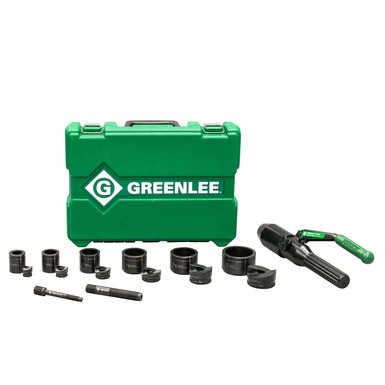 GreenLee Quick Draw® 8-Ton Hydraulic Knockout Kit with SlugBuster® 1/2″ to 2″
