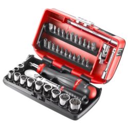 Facom 38pcs 1/4″ Drive NANO Pear Head Ratchet & Sockets Set