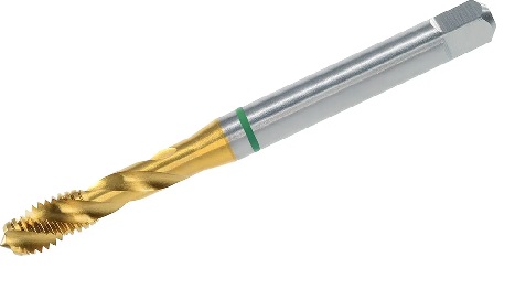 Volkel Machine Tap GREEN RING DIN 371 Form C 39° SP HSSE-PM TiN – M 4 x 0.7 ( Spiral Flute)