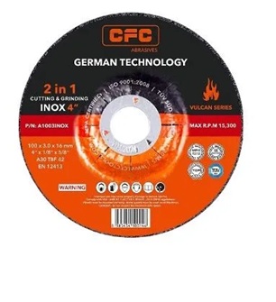 AIT/CFC 100 X 3 X 16mm, Depressed Cutting Disc for Stainless Steel (INOX )