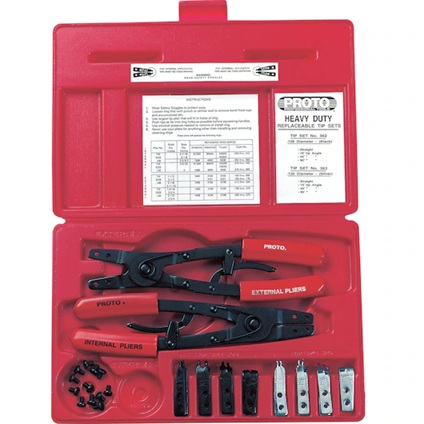 Proto 18pcs Retaining Circlip Plier set with replaceable tips