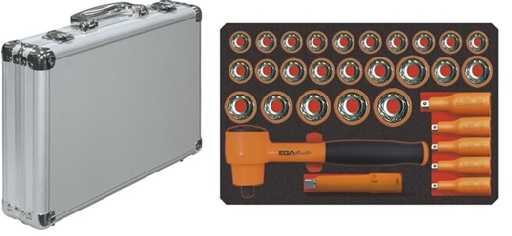 EgaMaster VDE 1000V Insulated 1/2″ Drive 32pcs Socket & Ratchet Wrench Set