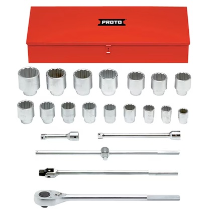Proto 27pcs x 1 in. Drive 12-Point Socket & Wrench Set – 1.1/2″ to 3.1/2″
